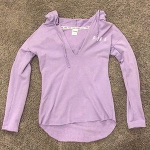 PINK deep v-neck hoodie